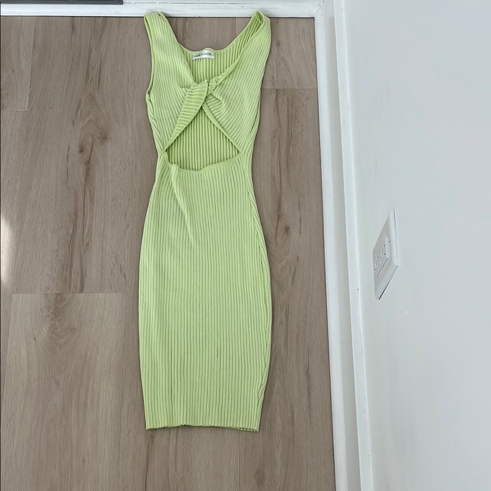 Green Bodycon Dress with Plunge Neckline